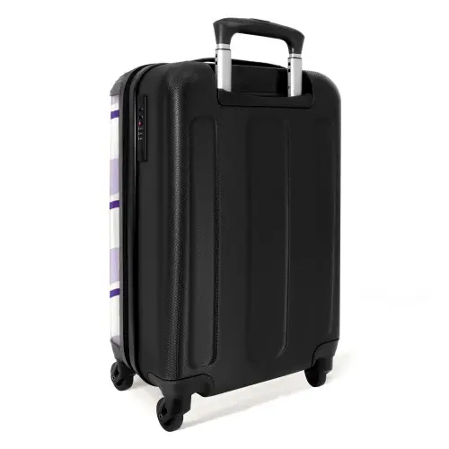 Golvende strepen in paarse tinten NBS - Handbagage koffer - Unisex middel -achterkant