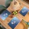Blauw - Bloem - Glazen - Sierlijk Placemat vinyl groot -zzsfeer5_Kitchenyeah-website