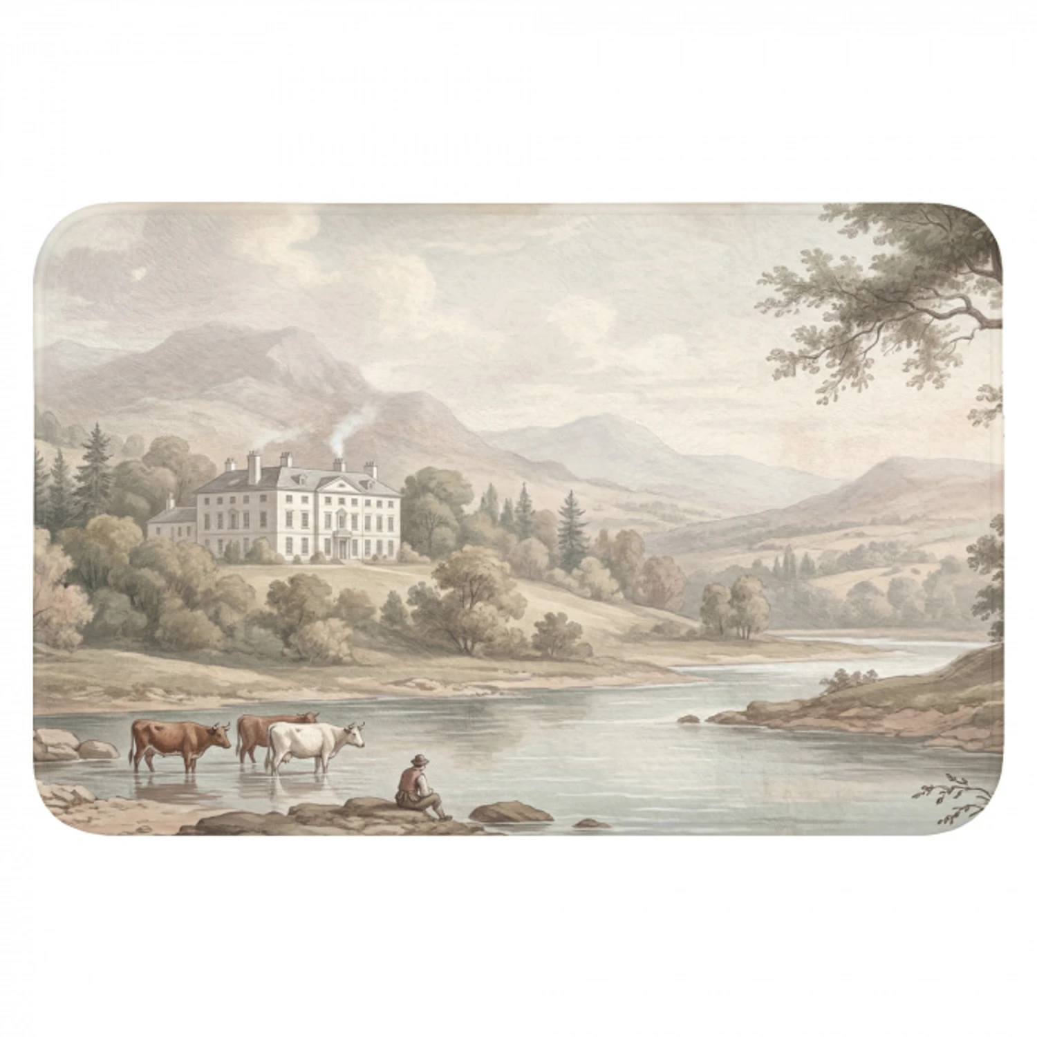 Landhuis - Rivier - Vee Badmat klein -3d