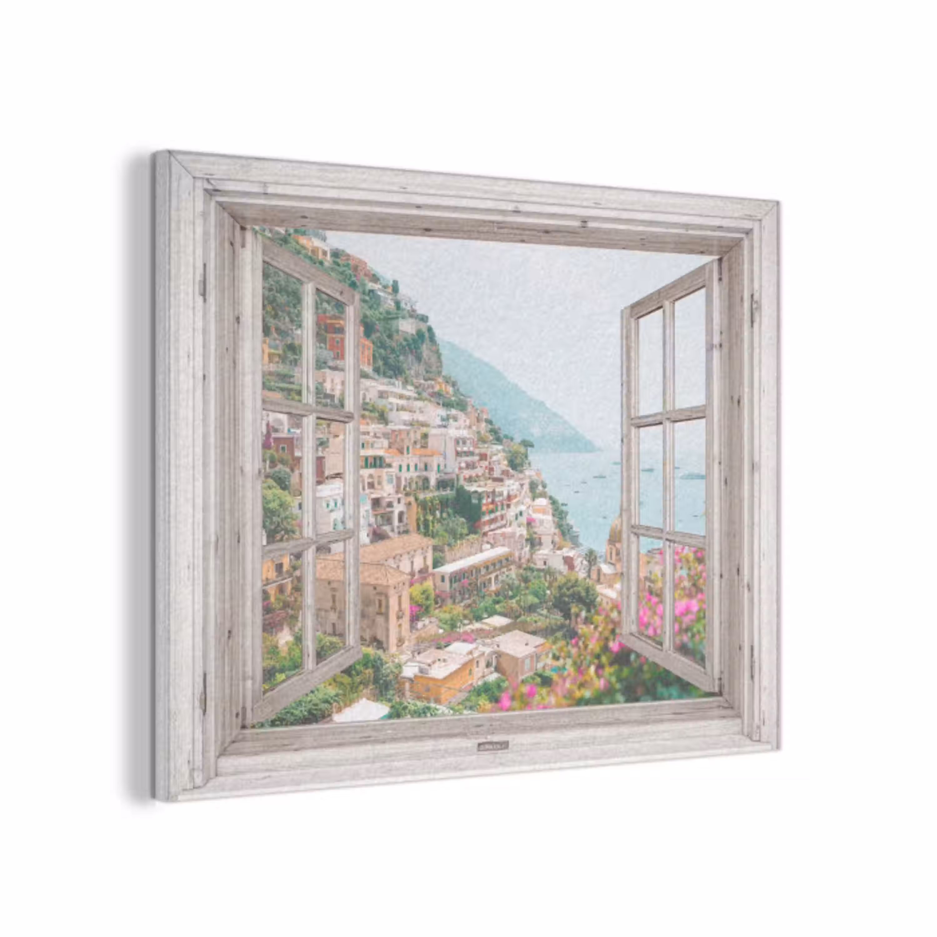 Doorkijk - Italië - Bloemen - Zee - Kust - Stad - Bergen PET vilt klein -3d