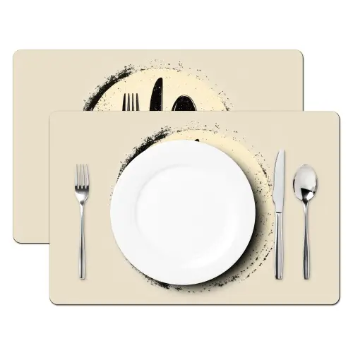 Zwart - Bestek - Rondje Placemat vinyl groot -zzsfeer2_Kitchenyeah-website