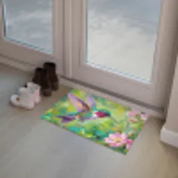 Kolibrie - Bloemen - Natuur - Kleurrijk Deurmat klein -sfeer3