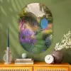 Tuinhuisje - Blauw - Bloemen Wandcirkel Ovaal Glas middel -sfeer2