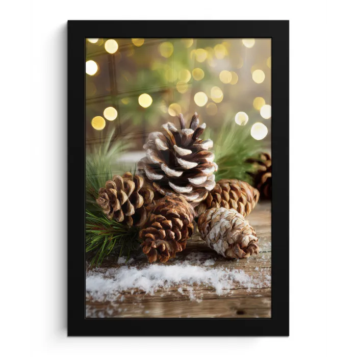 Dennenappels - Kerstsfeer - Bruin - Groen fotolijst zwart zonder passe partout klein -3d