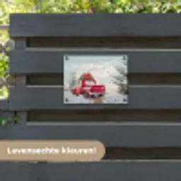 Auto - Rood - Cadeaus - Winter - Sneeuw - Kerst tuinposter los doek klein -sfeer3