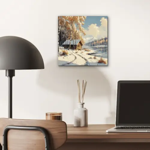 Winter - Sneeuw - Huis - Natuur aluminium wit klein -sfeer5