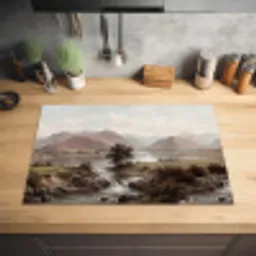 Berglandschap - Meer - Bergen - Vallei - Klassiek Inductie beschermer vinyl 3mm klein -sfeer5
