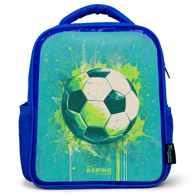 Kids' Backpacks Blue -. Soccer - Paint Splashes - Green - Blue