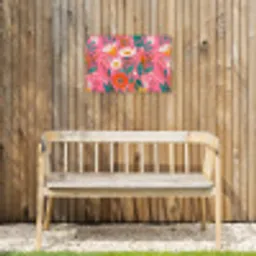 Roze - Bloemen - Wit - Oranje Tuinposter op houten frame 2 cm dik klein -sfeer4