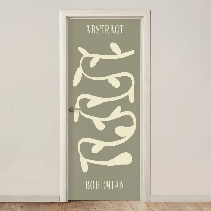 Bohemian - Planten - Groen - Abstract deurposter klein -3d_beige