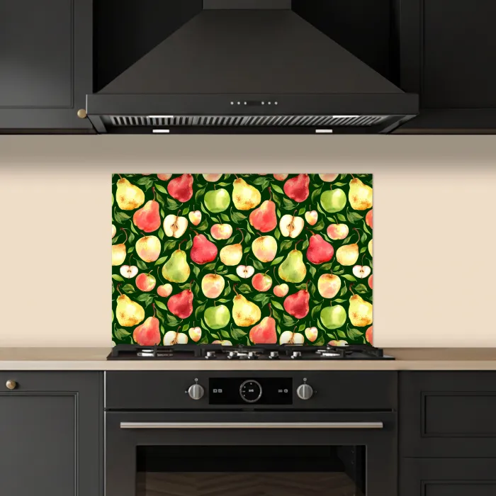 Appels - Peren - Fruit - Groen keuken achterwand spatscherm klein 900 -sfeer1