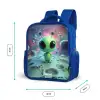 Groen buitenaards wezentje op maanlandschap Kinderrugzak - Blauw middel -productfoto_formaten