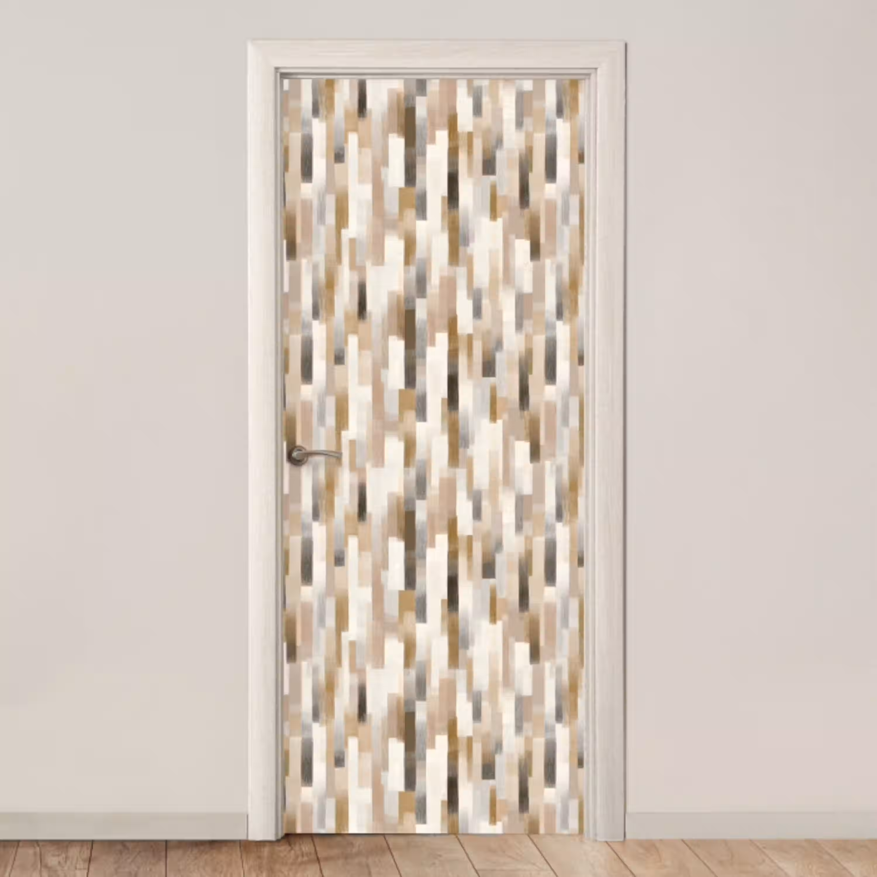 Abstract - Patroon - Kwaststreken deurposter klein 289 -3d_beige
