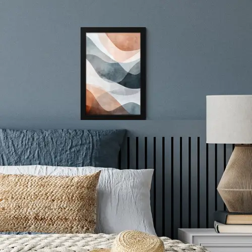 Abstract - Golven - Blauw fotolijst zwart zonder passe partout klein -sfeer3