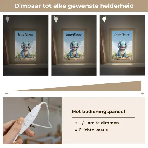 Draak - Blauw - Jongens - Kinderen Light Box met kabel (Kinderlampje) klein -USP_dimbaarNL