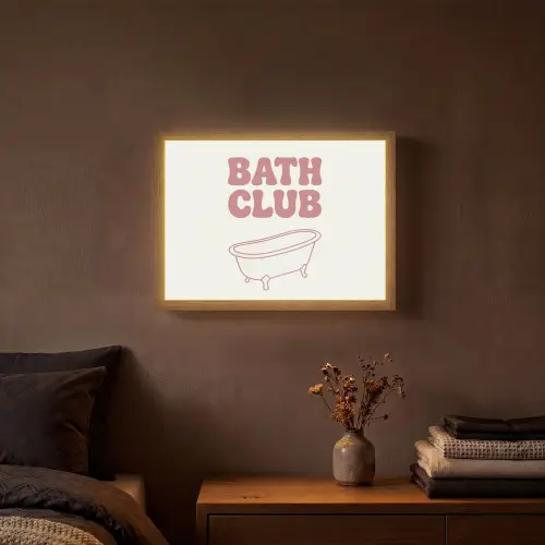 Retro - Bad - Roze Light Box met batterij (Wandlamp) middel -sfeer4