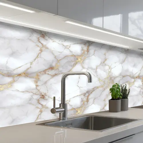 Wit - Goud - Marmer - Grijs keuken achterwand 2 middel 871 -3d_schuin