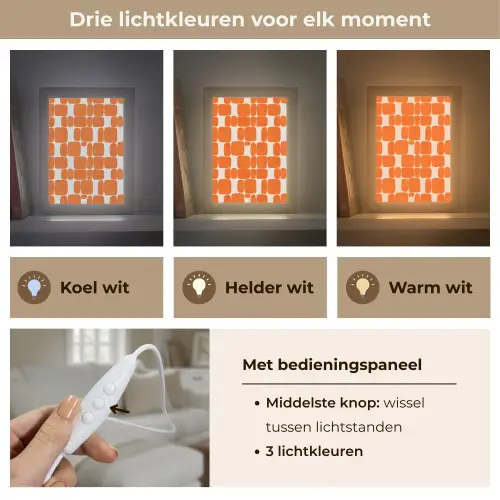 Patroon - Retro - Oranje Light Box met kabel (Tafellamp) klein 925 -USP_lichtkleurNL