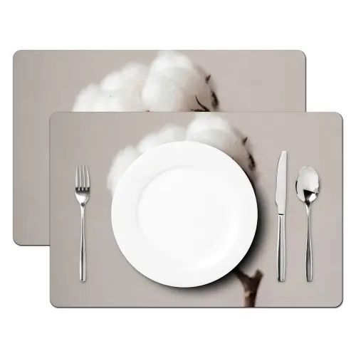 Katoenbol - Minimalistisch - Wit Placemat vinyl groot -zzsfeer2_Kitchenyeah-website