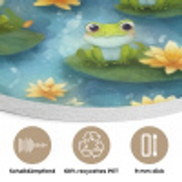 Kikker - Lelies - Groen Akoestische PET Vilt - Rond klein 838 -closeup_DE
