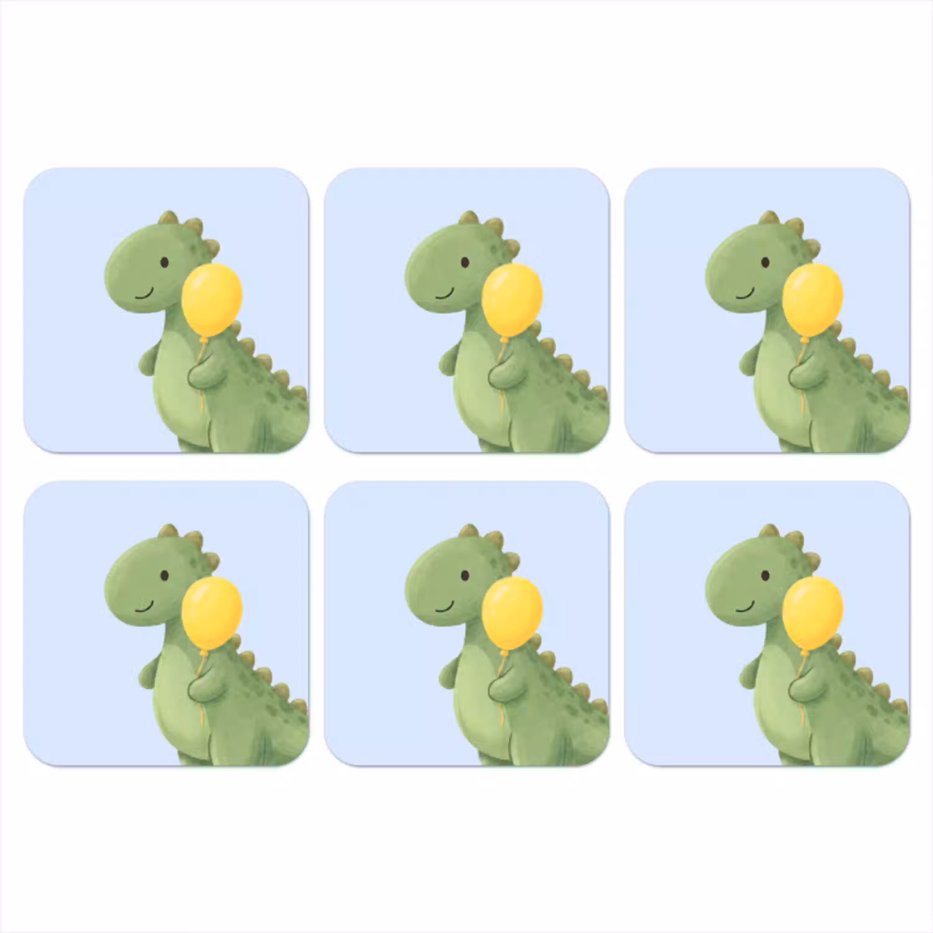 Dinosaurus - Ballon - Kinderkamer - Illustratie - Groen onderzetter kurk middel -3d