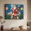 Kerstman - Glas - Kleurrijk Textielframe - compleet frame klein -sfeer3