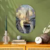 Zeilboot - Zon - Pier - Hout Wandcirkel Ovaal Forex klein -sfeer2