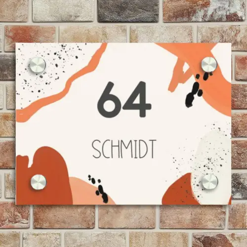 Abstract oranje - Modern Naambord Rechthoek middel -sfeer3
