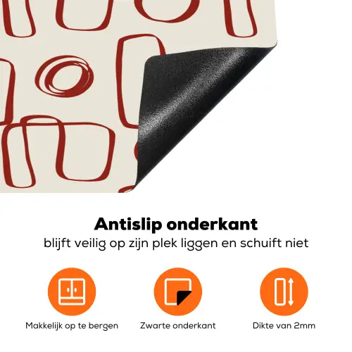 Abstract - Patroon - Beige - Rood Inductie beschermer vinyl 3mm klein 276 -zzzzzzz-td-onderkant