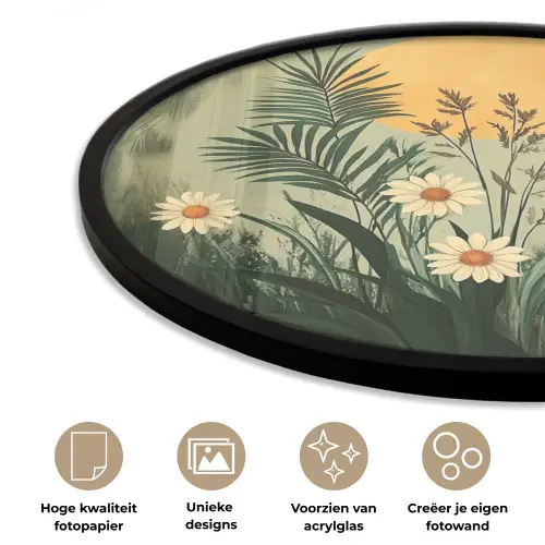 Bloemen - Bladeren - Zon - Groen Fotolijst rond zonder passe partout klein -closeup_NL