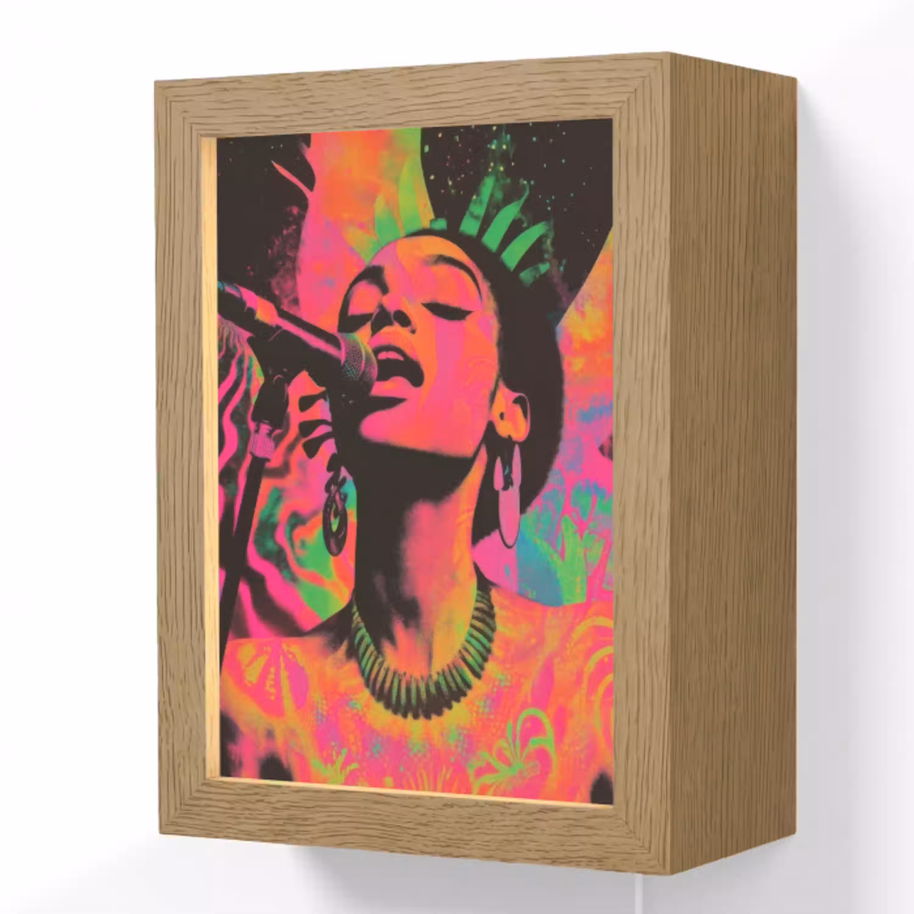 Neon - Vrouw - Microfoon Light Box met kabel (Wandlamp) klein -3d