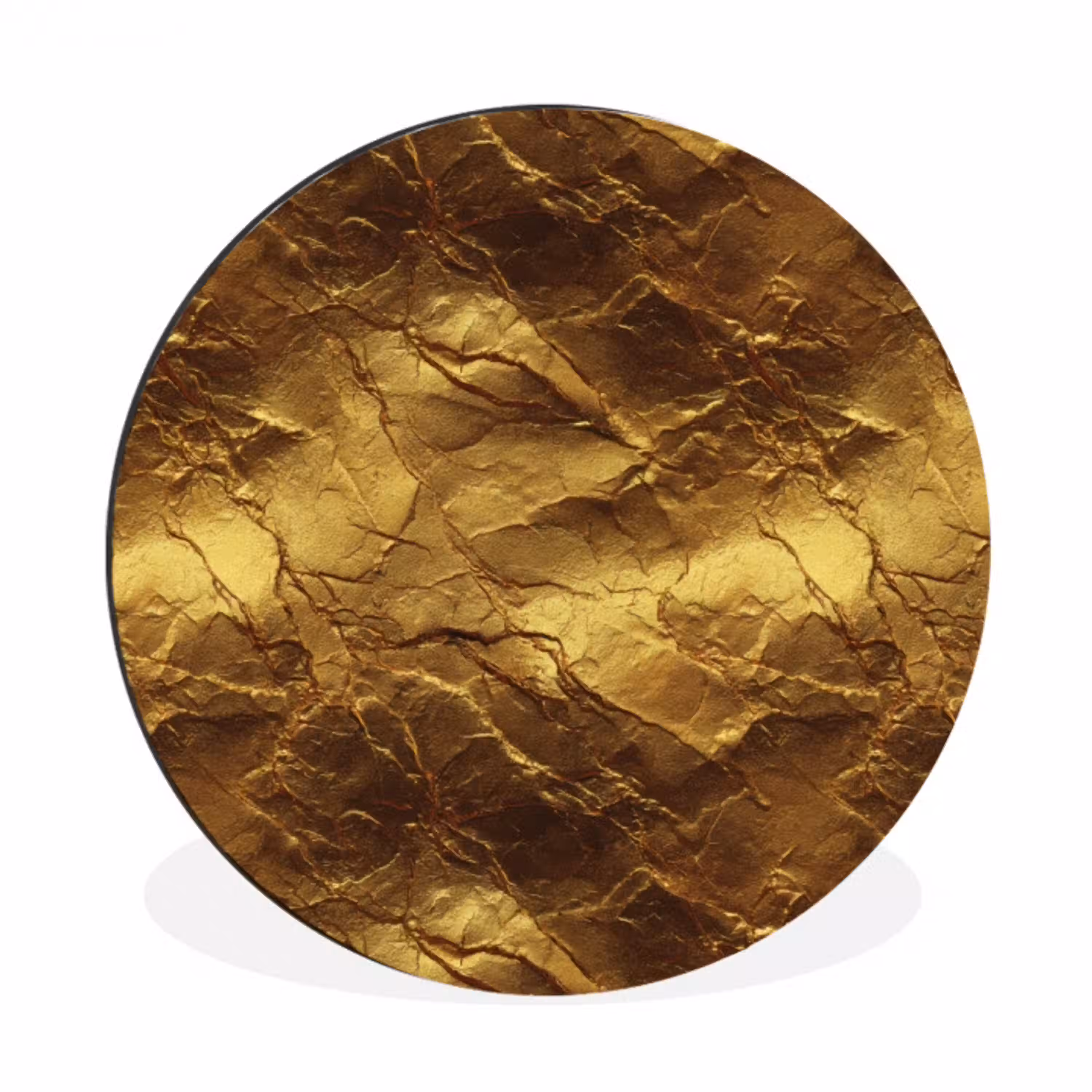 Bladgoud - Textuur  - Goud Wandcirkel aluminium klein 190 -3d