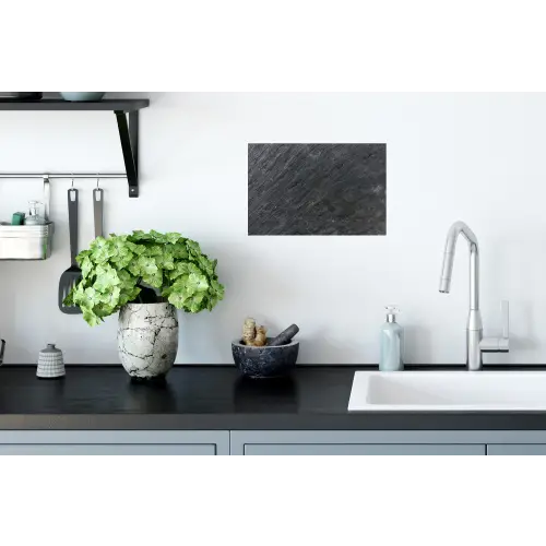 Natuursteen - Industrieel - Leisteen - Structuur - Grijs Muursticker klein -keuken