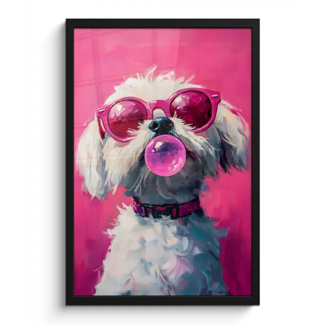 Bilder mit Rahmen - Rosa - Hund - Blase