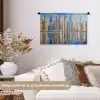 Skyline - Wolkenkrabbers - Water - Blauw Wandkleed katoen klein -sfeer1