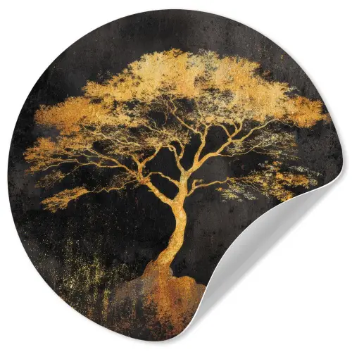 Boom - Schilderij - Goud - Abstract Wandcirkel behangsticker klein -3d