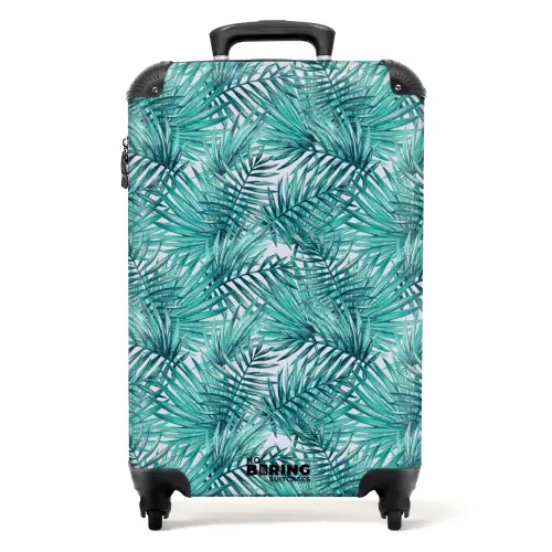 Palm bladeren patroon licht blauw NBS - Handbagage koffer - Kinderen Unisex middel -productfoto_recht