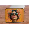 Vrouw - Bloemen - Aesthetic - Oranje laptophoes neopreen klein -tafel
