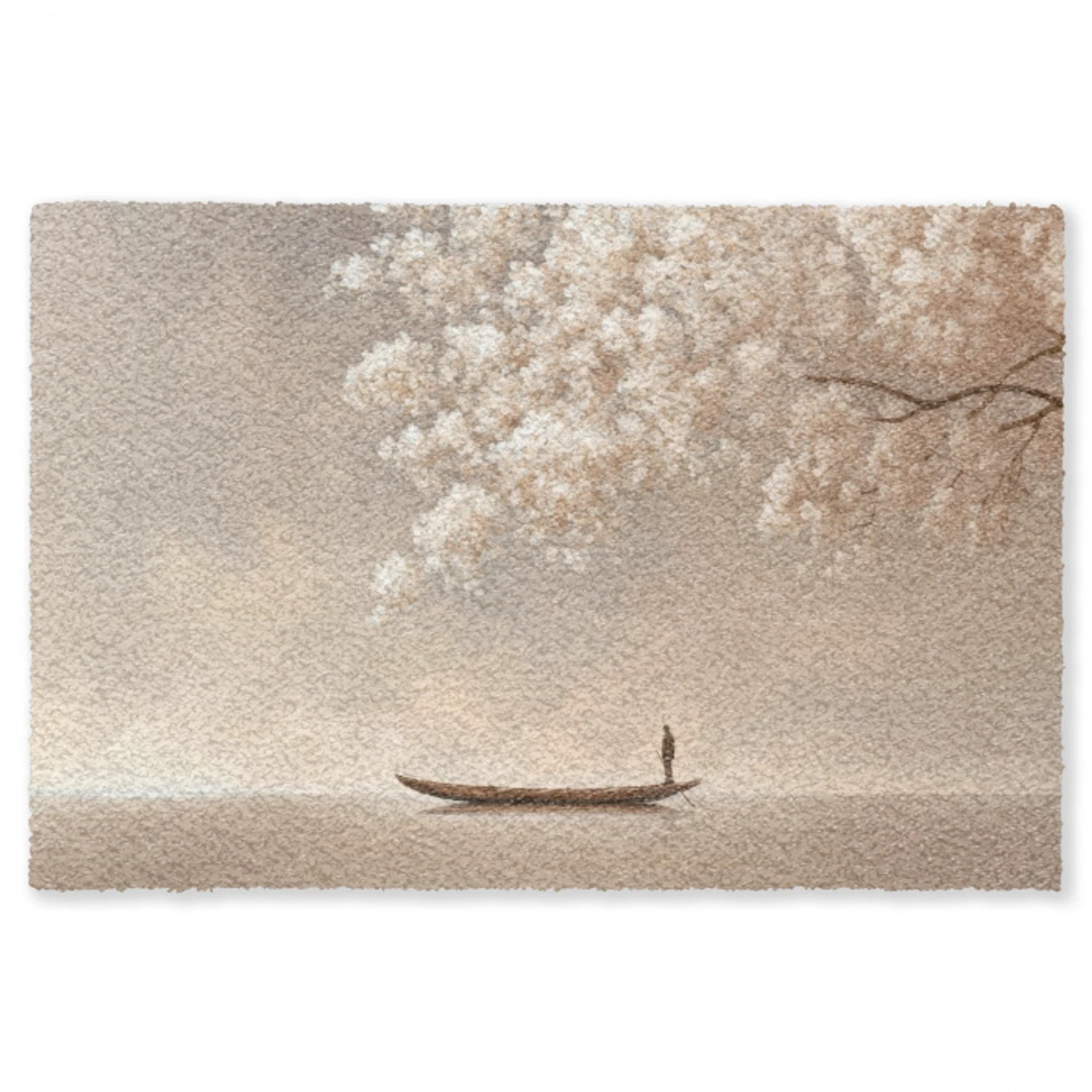Bloesems - Wit - Boot - Minimalistisch Vloerkleed Rechthoek klein -3d