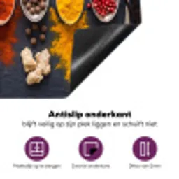 Kruiden - Lepels - Culinair - Kleurrijk - Sfeervol Inductie beschermer vinyl 3mm middel -zzzzzzz-cc-onderkant