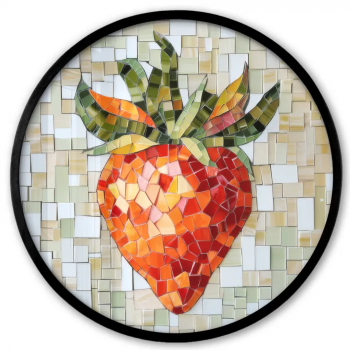 Aardbei - Rood - Mozaïek - Fruit Fotolijst rond zonder passe partout klein -3d