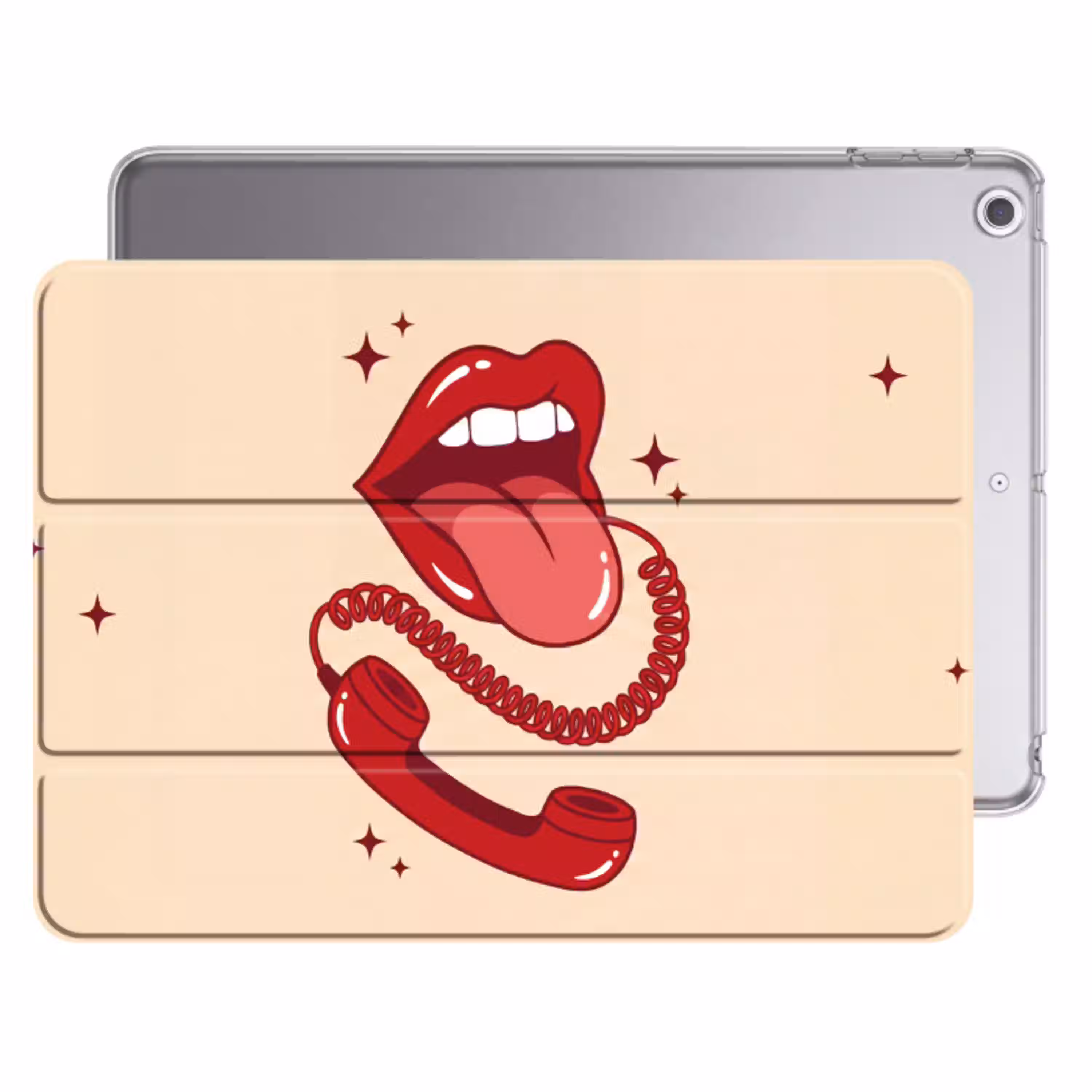 Mond - Telefoon - Popart - Rood - Illustratie Apple iPad 2017 middel -threedimensional_3d_global