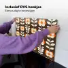 Bloemen - Retro - Bruin Inductie beschemer met haakjes klein 777 -ky-ophangen-nl