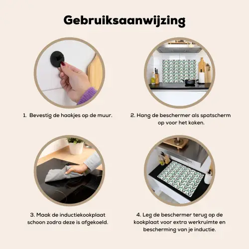 Retro - Modern - Groen Inductie beschemer met haakjes klein 777 -ky-gebruik-nl