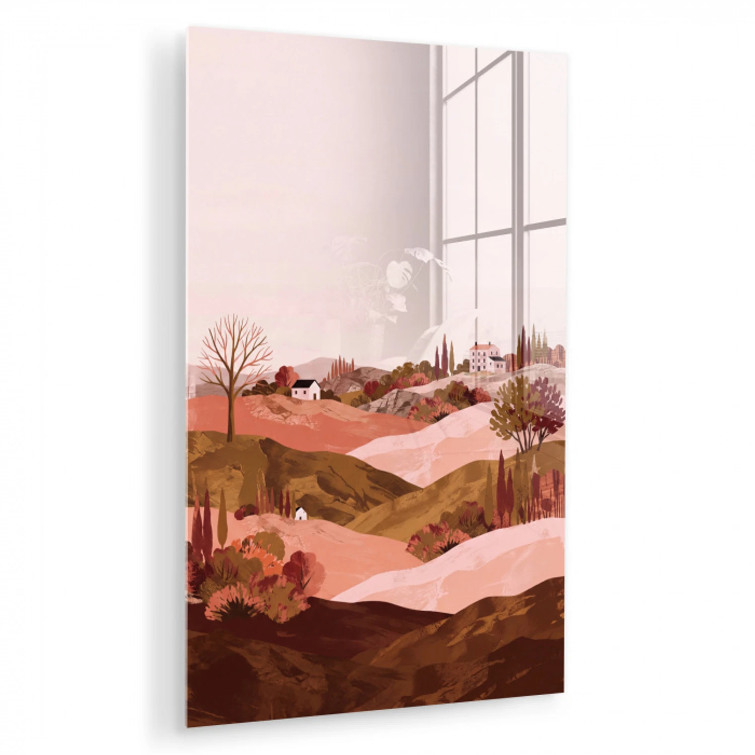 Heuvellandschap - Grafisch - Terracotta plexiglas 5mm klein -zzzproduct_nieuw