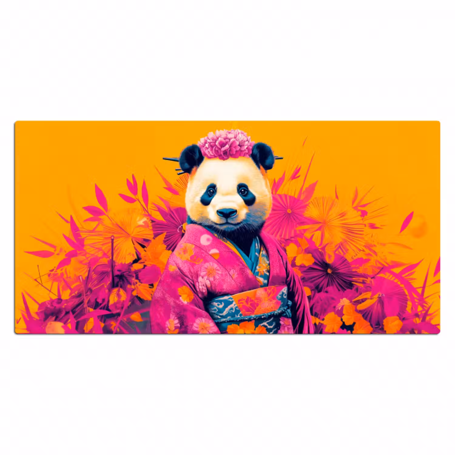 Schreibtischunterlage - Kimono - Rosa - Panda - Blumenkrone