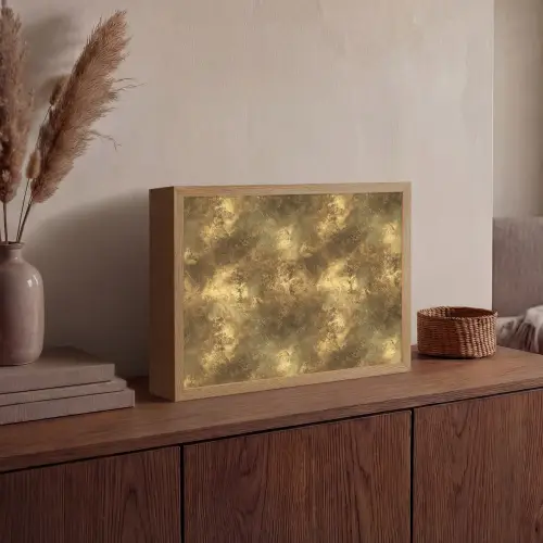 Antiek - Metaallook - Goud Light Box met batterij (Wandlamp) middel 907 -sfeer2
