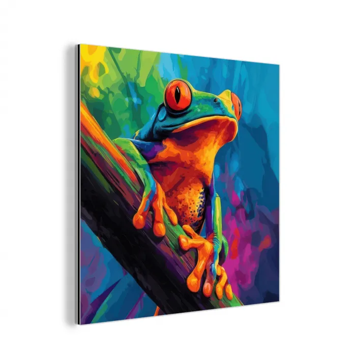 Kikker - Felgekleurd - Tak - Regenboog aluminium wit klein -3d