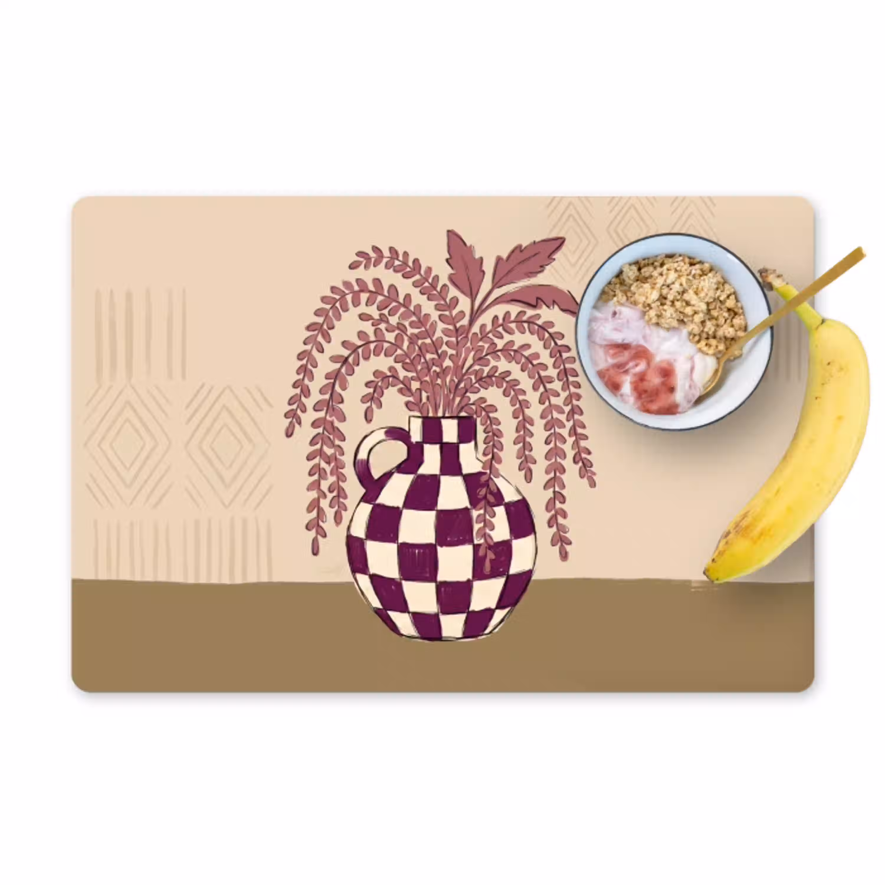 Vaas - Geruit - Planten - Modern - Paars Placemat vinyl groot -zzzproduct_Kitchenyeah-website