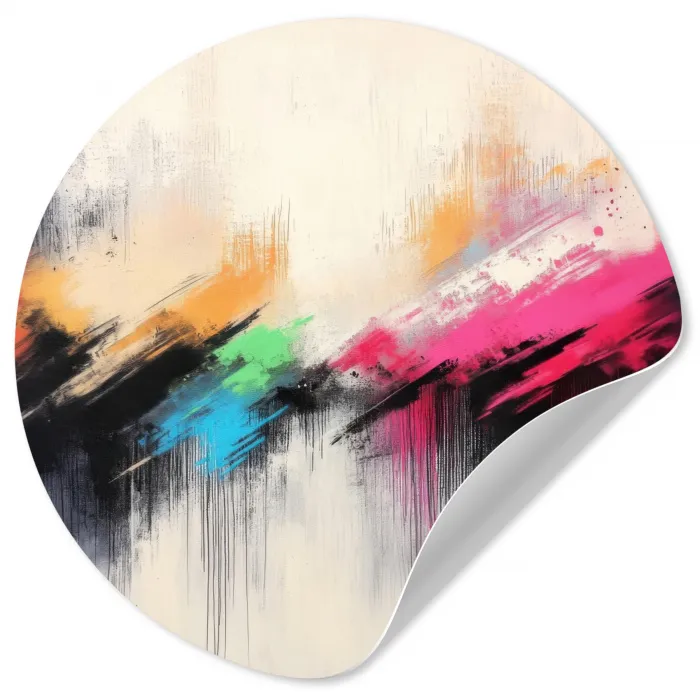 Dynamisch - Abstract - Kleurrijk - Zwart Wandcirkel behangsticker klein -3d